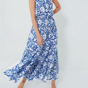 Chadian Sarte Blue Botanical Floral Maxi Dress